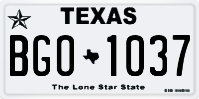 TX license plate BGO1037