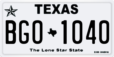 TX license plate BGO1040