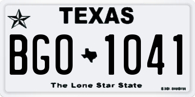 TX license plate BGO1041