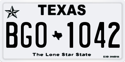 TX license plate BGO1042