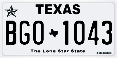 TX license plate BGO1043