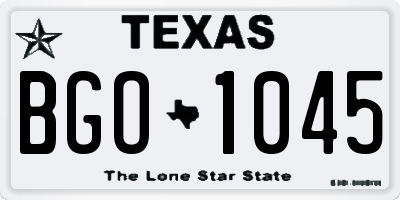 TX license plate BGO1045