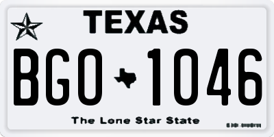 TX license plate BGO1046