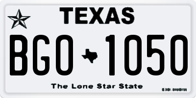 TX license plate BGO1050