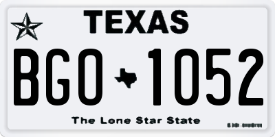 TX license plate BGO1052