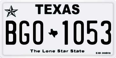 TX license plate BGO1053
