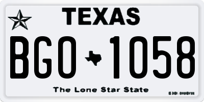TX license plate BGO1058
