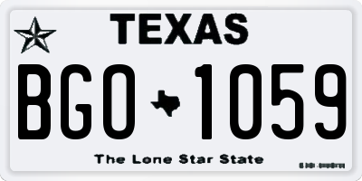 TX license plate BGO1059