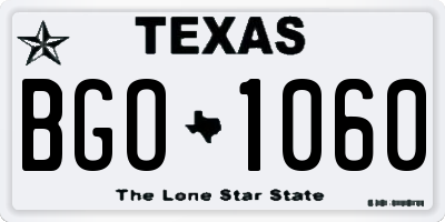 TX license plate BGO1060