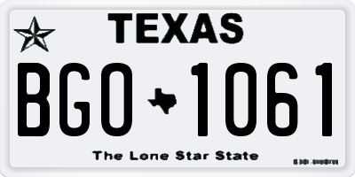 TX license plate BGO1061