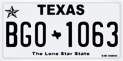 TX license plate BGO1063
