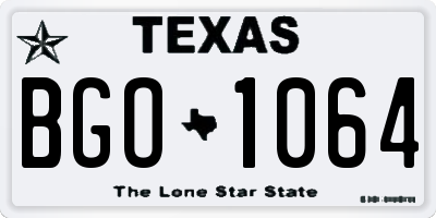 TX license plate BGO1064
