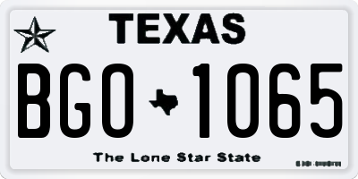 TX license plate BGO1065