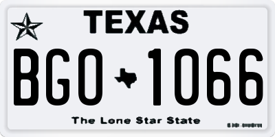 TX license plate BGO1066