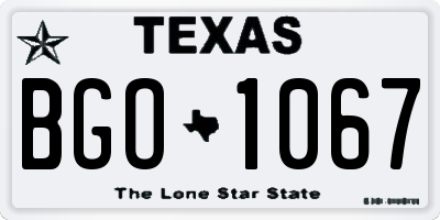 TX license plate BGO1067