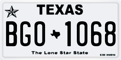 TX license plate BGO1068