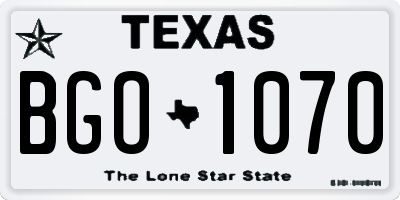TX license plate BGO1070