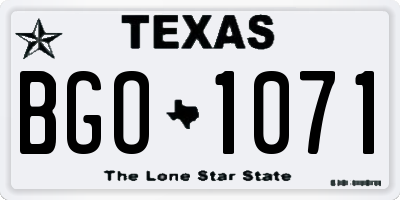 TX license plate BGO1071