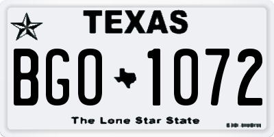 TX license plate BGO1072