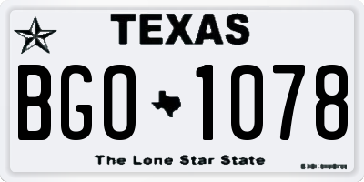 TX license plate BGO1078