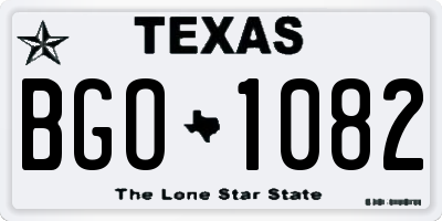 TX license plate BGO1082