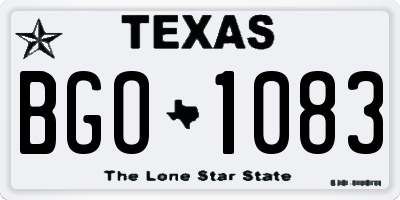 TX license plate BGO1083
