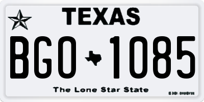 TX license plate BGO1085