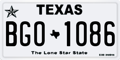 TX license plate BGO1086