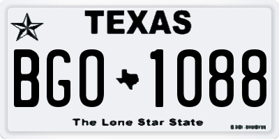 TX license plate BGO1088