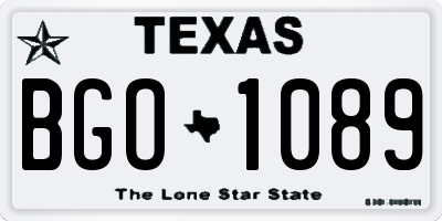 TX license plate BGO1089