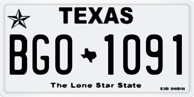 TX license plate BGO1091