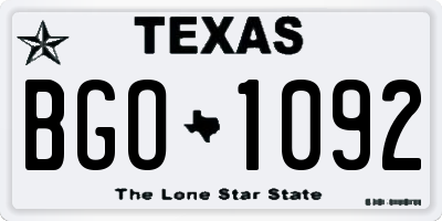 TX license plate BGO1092