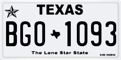 TX license plate BGO1093