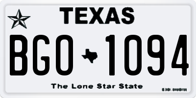 TX license plate BGO1094