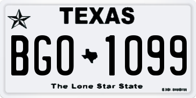 TX license plate BGO1099