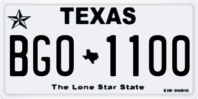 TX license plate BGO1100