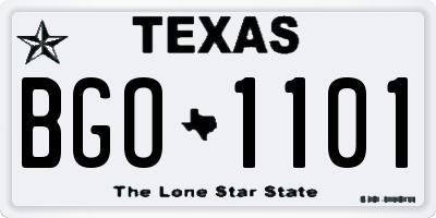 TX license plate BGO1101