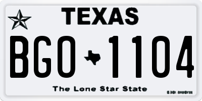 TX license plate BGO1104