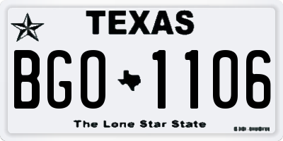 TX license plate BGO1106