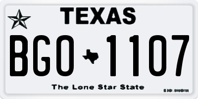 TX license plate BGO1107