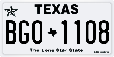 TX license plate BGO1108