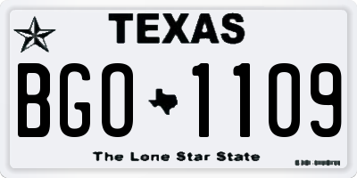 TX license plate BGO1109