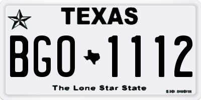 TX license plate BGO1112