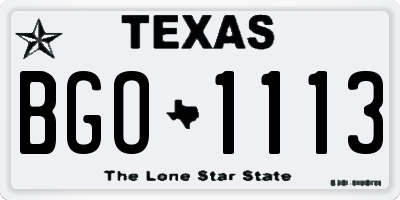 TX license plate BGO1113