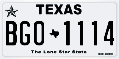 TX license plate BGO1114