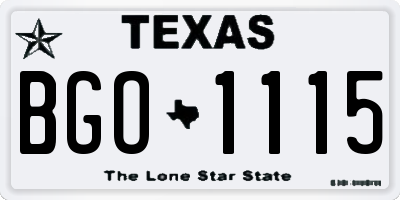 TX license plate BGO1115
