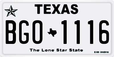 TX license plate BGO1116