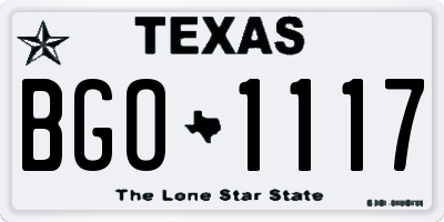 TX license plate BGO1117