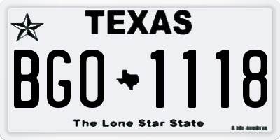 TX license plate BGO1118