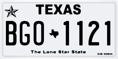 TX license plate BGO1121